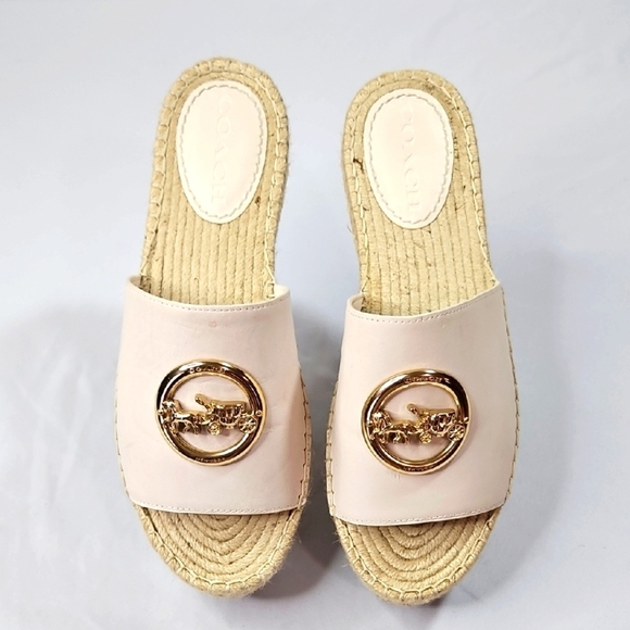Coach Shoes - Coach Women's Cream Slide Sandals Espadrilles Wedges Size 8.5